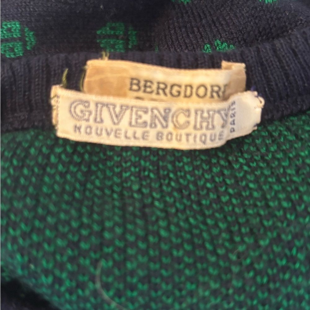 Givenchy Vintage bergdorf Goodman navy blue/green ladybug sweater size M - Picture 7 of 12
